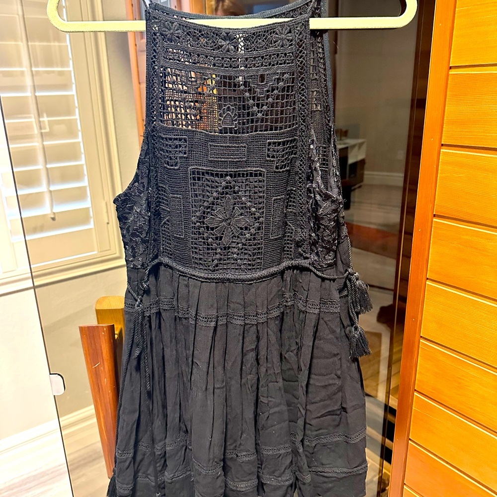 Free people crochet detail mini dress.